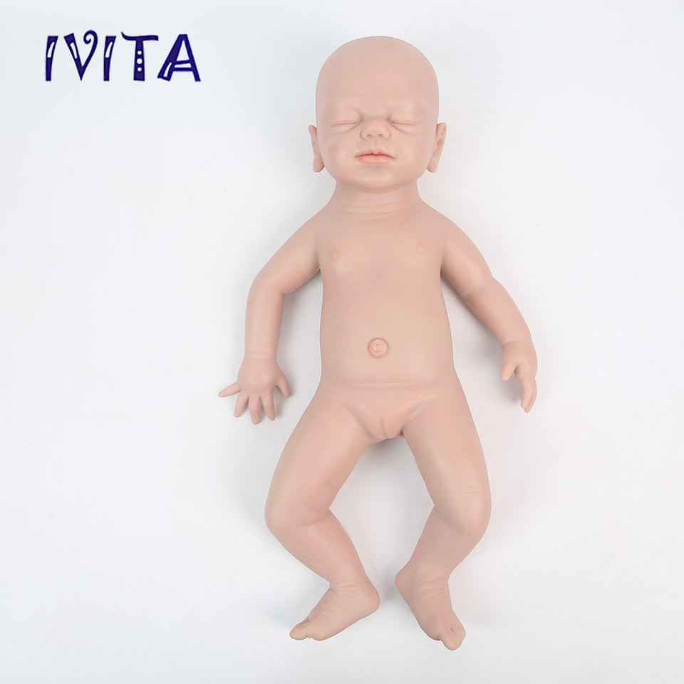 1532 IVITA 19'' Eyes Closed Full Body Silicone Reborn Baby Girl and Boy Platinum Silicone Doll