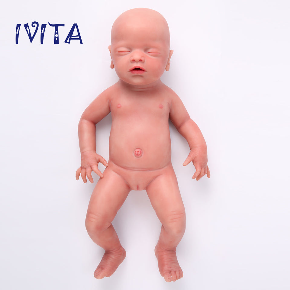 1514 IVITA 18'' Floppy Silicone Doll Sleeping Reborn Baby Boy And Girl Squishy Asleep Doll