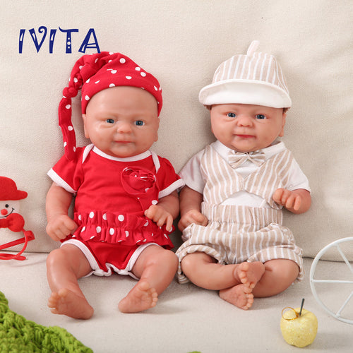 1512 IVITA 14'' Alive Silicone Reborn Baby Boy and Gril Preemie Silicone Doll