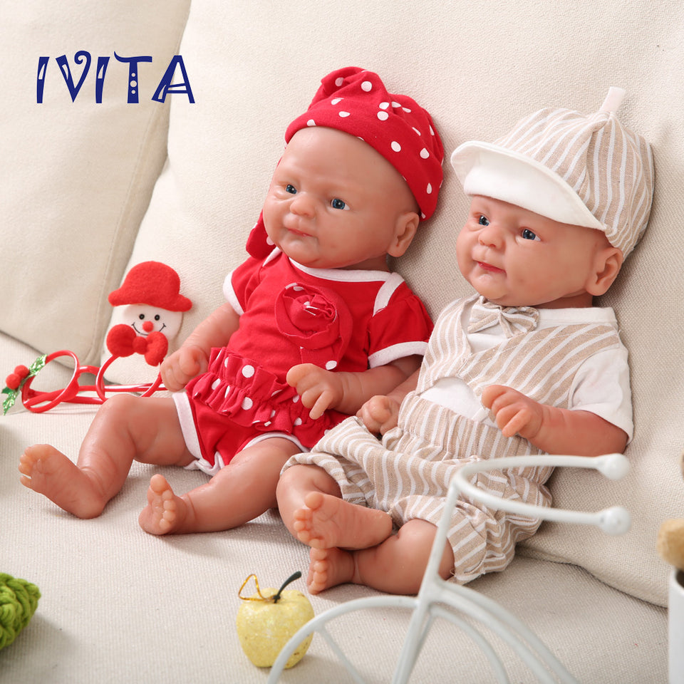 1512 IVITA 14'' Alive Silicone Reborn Baby Boy and Gril Preemie Silicone Doll