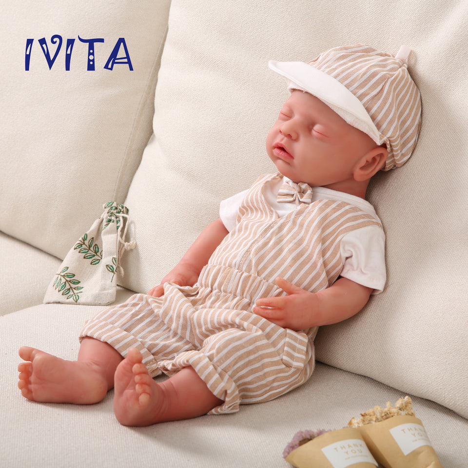 1514 IVITA 18'' Floppy Silicone Doll Sleeping Reborn Baby Boy And Girl Squishy Asleep Doll