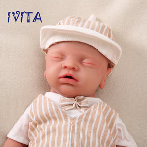 1514 IVITA 18'' Floppy Silicone Doll Sleeping Reborn Baby Boy And Girl Squishy Asleep Doll