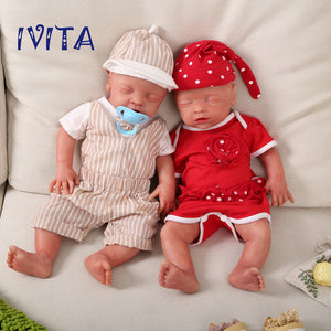 1514 IVITA 18'' Floppy Silicone Doll Sleeping Reborn Baby Boy And Girl Squishy Asleep Doll