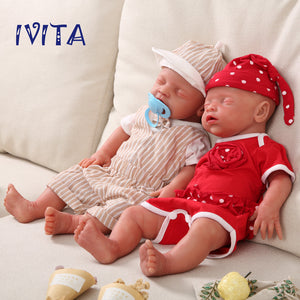 1514 IVITA 18'' Floppy Silicone Doll Sleeping Reborn Baby Boy And Girl Squishy Asleep Doll