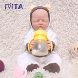 1528 IVITA 17'' Lifelike Silicone Doll Eyes Closed Reborn Baby Boy and Girl Mouth Open