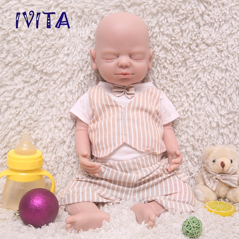 1529 IVITA 19'' Eyes Closed 100% Full Body Silicone Reborn Baby Girl and Boy Silicone Doll