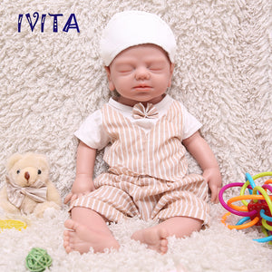 1532 IVITA 19'' Eyes Closed Full Body Silicone Reborn Baby Girl and Boy Platinum Silicone Doll