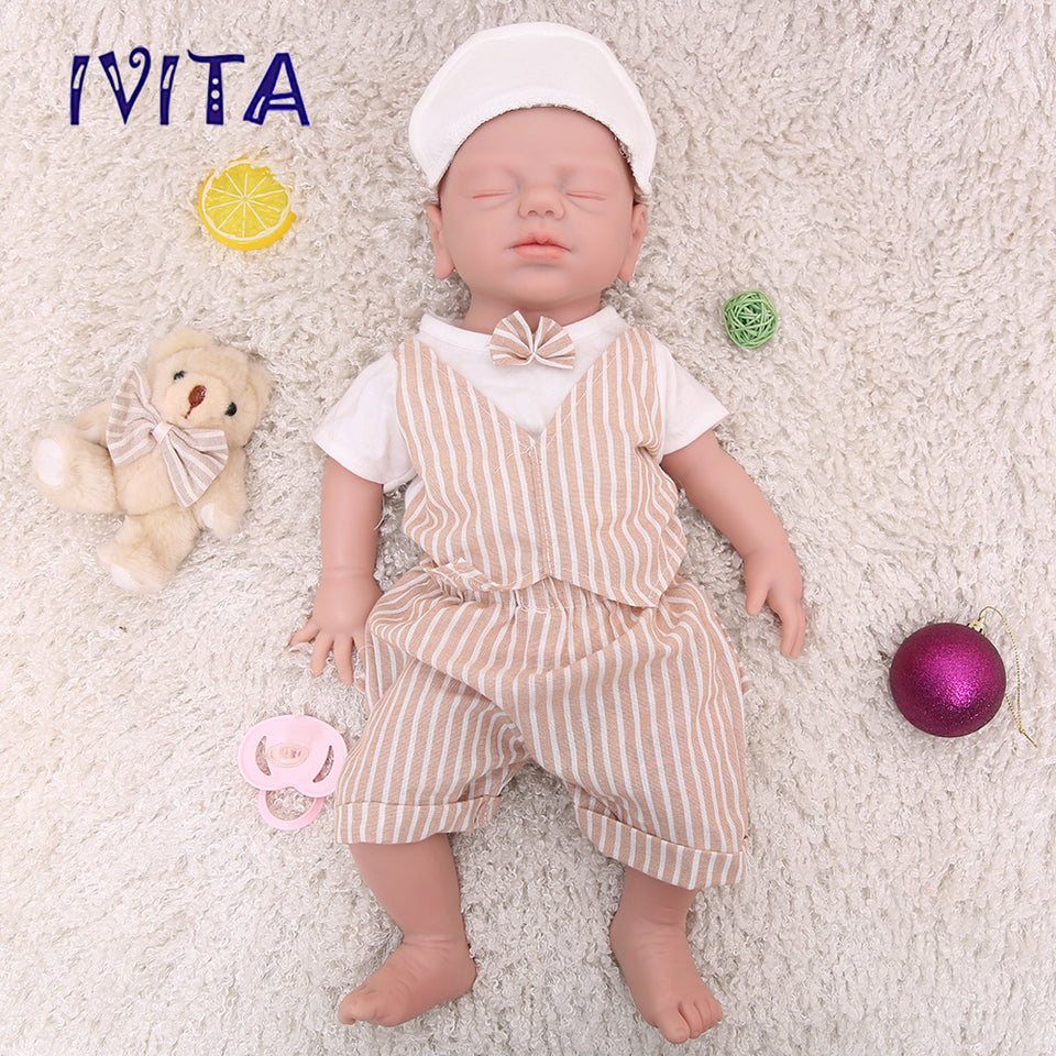 1532 IVITA 19'' Eyes Closed Full Body Silicone Reborn Baby Girl and Boy Platinum Silicone Doll