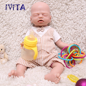 1530 IVITA 21'' Artificial Silicone Doll Eyes Closed Reborn Baby Boy and Girl Mouth Open 100% Silicone Doll