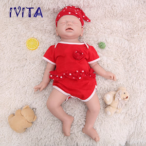 1530 IVITA 21'' Artificial Silicone Doll Eyes Closed Reborn Baby Boy and Girl Mouth Open 100% Silicone Doll