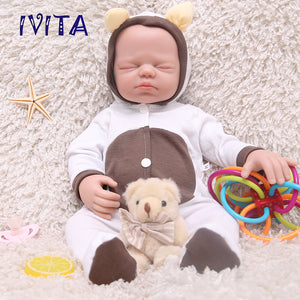 1531 IVITA 19'' Eyes Closed Full Body Silicone Reborn Baby Girl and Boy Silicone Doll