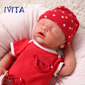 1514 IVITA 18'' Floppy Silicone Doll Sleeping Reborn Baby Boy And Girl Squishy Asleep Doll