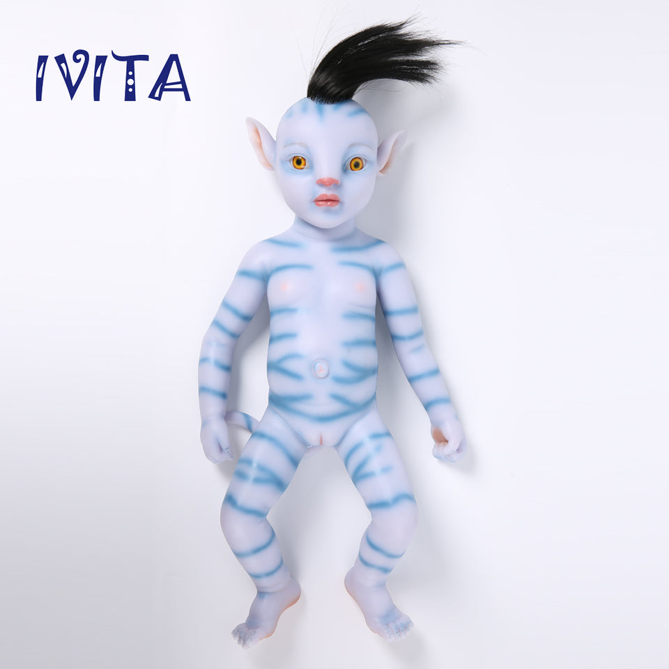 1808RH IVITA 20'' Avatar Silicone Reborn Baby Hair Rooted Amber Eyes Silicone Boy Doll