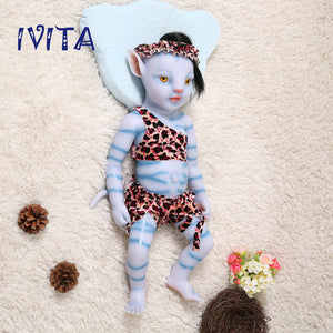 1808RH IVITA 20'' Avatar Silicone Reborn Baby Hair Rooted Amber Eyes Silicone Boy Doll