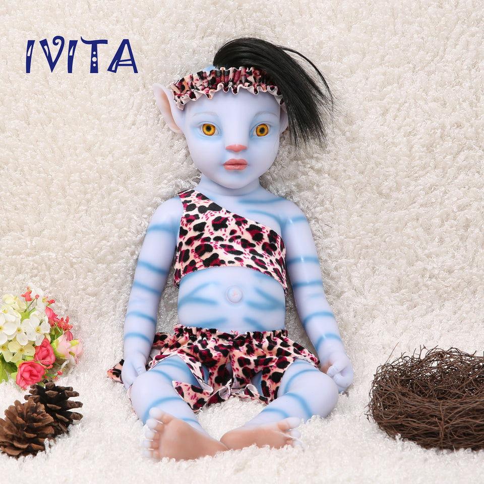 1808RH IVITA 20'' Avatar Silicone Reborn Baby Hair Rooted Amber Eyes Silicone Boy Doll