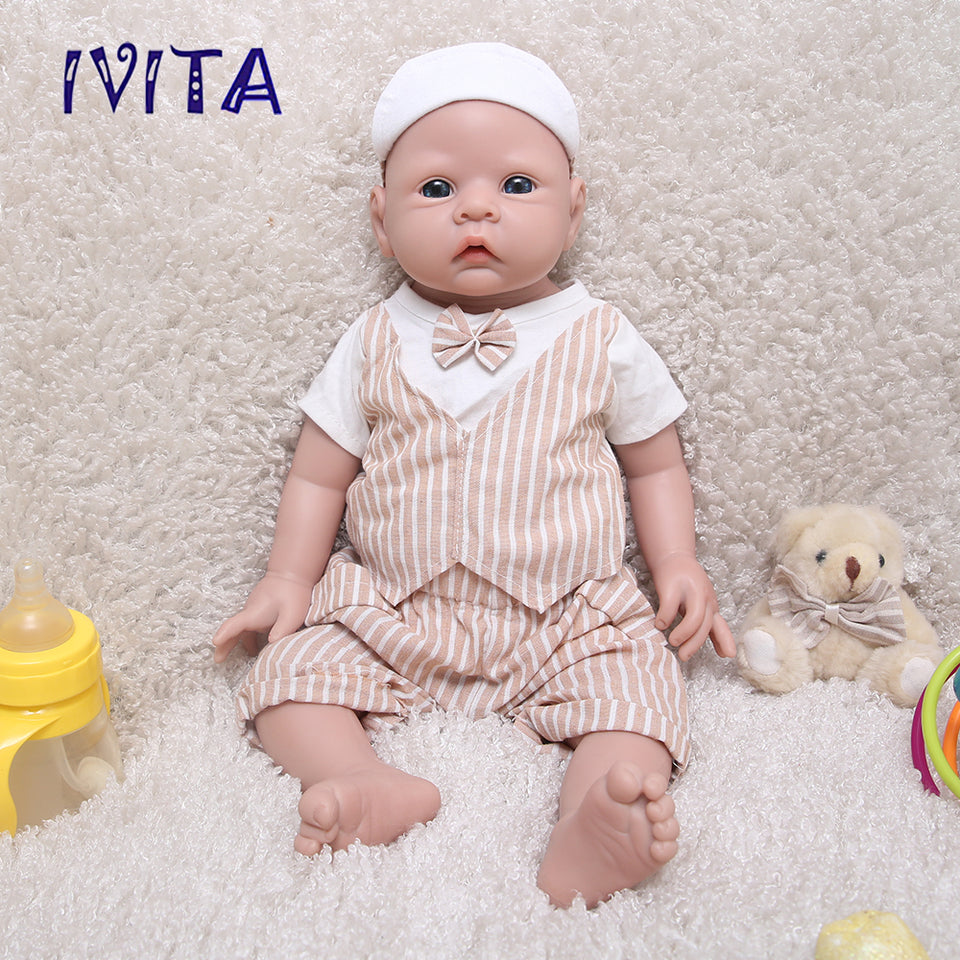 1521 IVITA 20'' Full Body Silicone Reborn Baby Boy and Girl Lifelike Floppy Silicone Doll