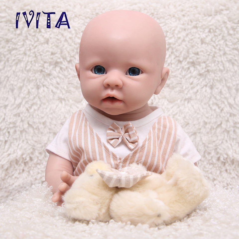 1519 IVITA 19'' Silicone Reborn Baby Blue Eyes Boy And Girl Mouth Open Can Take Pacifier