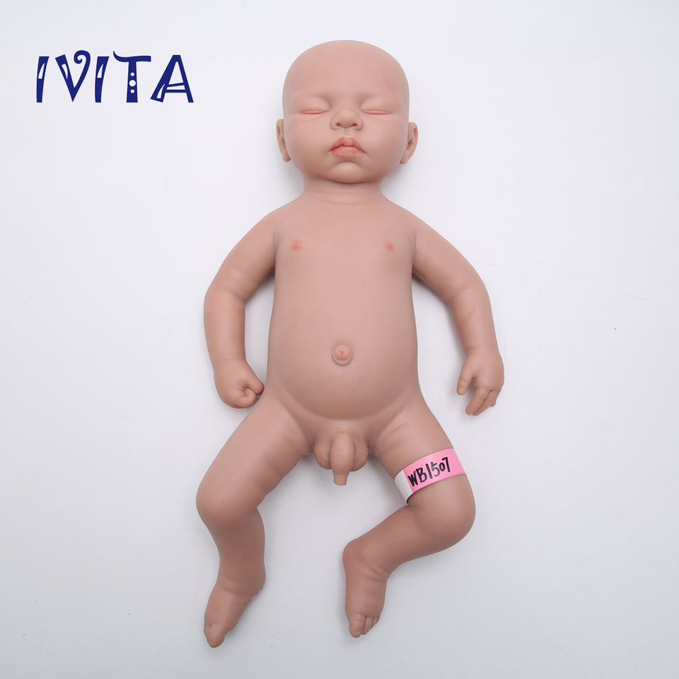 1507 IVITA 18'' Eyes Closed Full Body Silicone Reborn Baby Girl and Boy