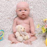 1526 IVITA 17'' Squishy Silicone Reborn Baby Blue Eyes Boy And Girl Mouth Open Can Take Dummy