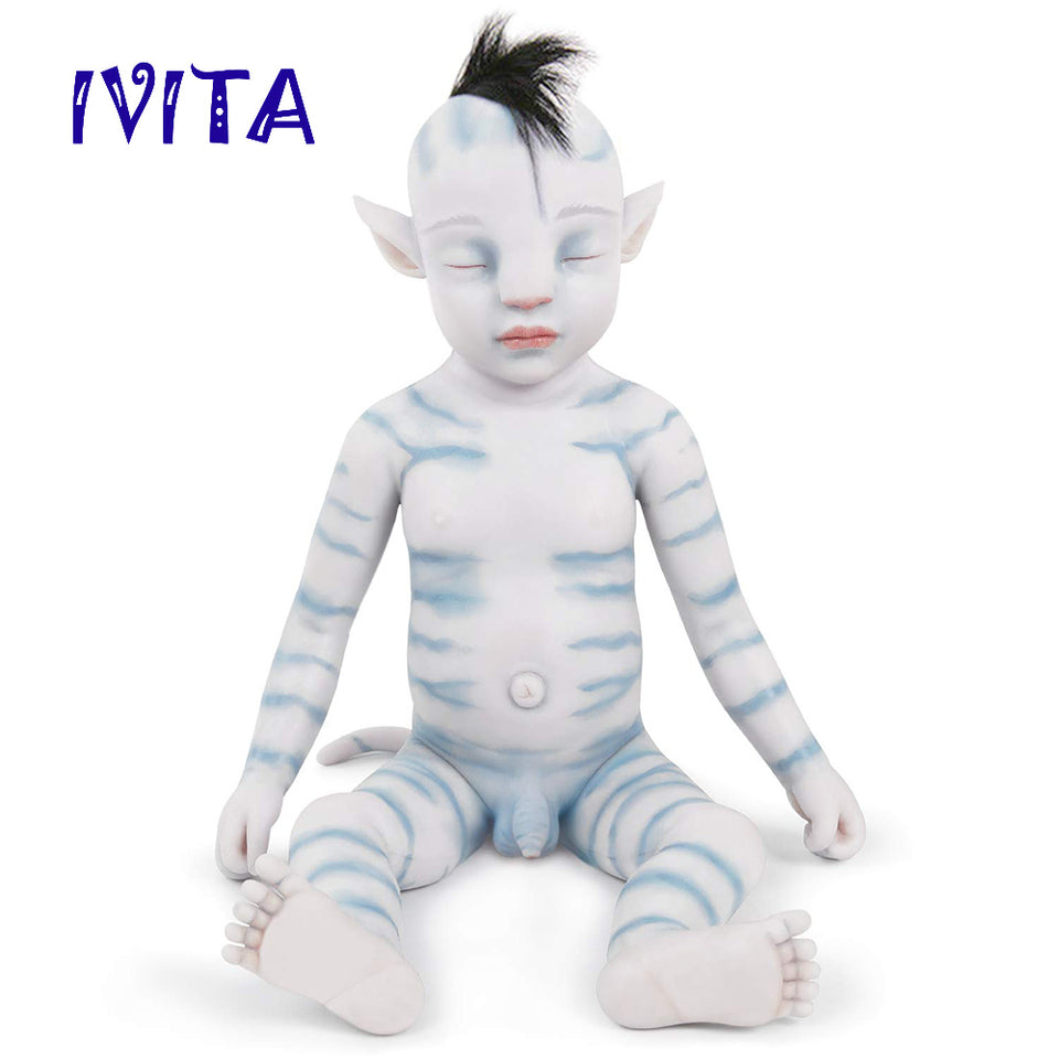 1806RH IVITA 20'' Avatar Full Body Silicone Reborn Baby Black Hair Rooted